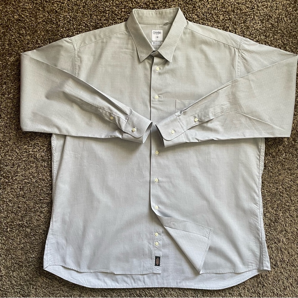Gitman Brothers AllenEdm. Trim fit Stretch Cotton/Sp 17.5 35/36 Gray/Blue) sz XL